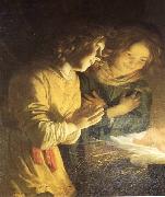 HONTHORST, Gerrit van Adoration of the Child (detail) sf oil painting on canvas